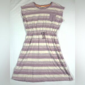 HANNA ANDERSSON Girls’ 100% Cotton Purple & White Stripes Short Sleeve Dress 12